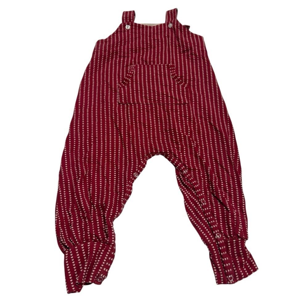 Kate Quinn Red and White Heart Printed Bamboo Overalls